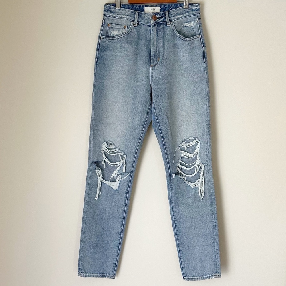 NEUW Lola Tapered Nolita Distressed Light Denim Jeans Size 27